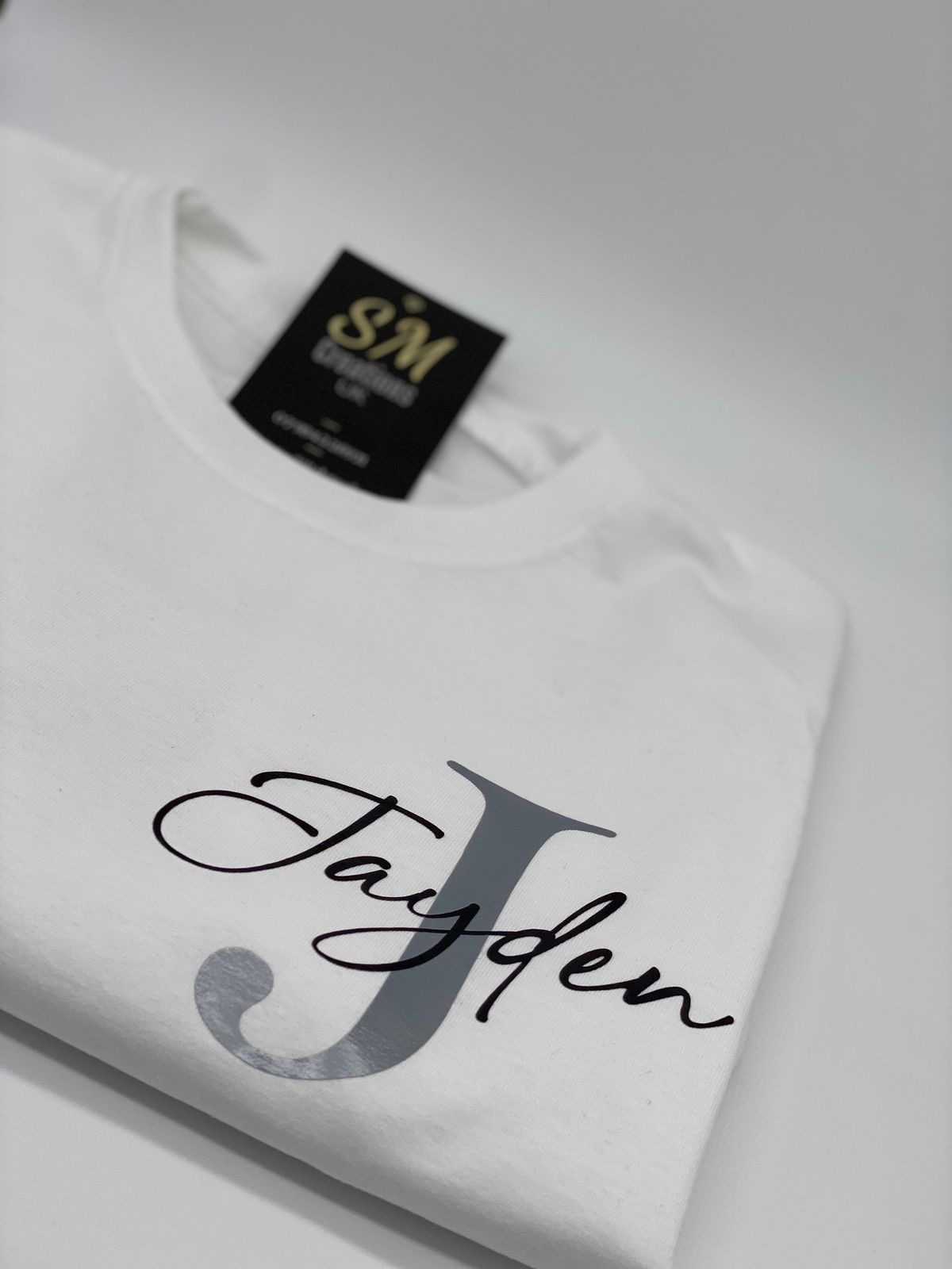 White personalized T-shirt by Alina’s Party Studio